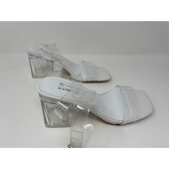 Call It Spring Ariel Clear Block Heel Ankle Strap Sandals Size 5 - Picture 4 of 9